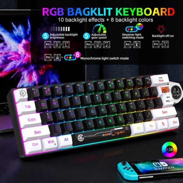 2025 New 60% Mini 61 Key Gaming Keyboard, RGB Backlit, Machine Style Printed, Ergonomic, Portable,Wired membrane keyboards - Image 3