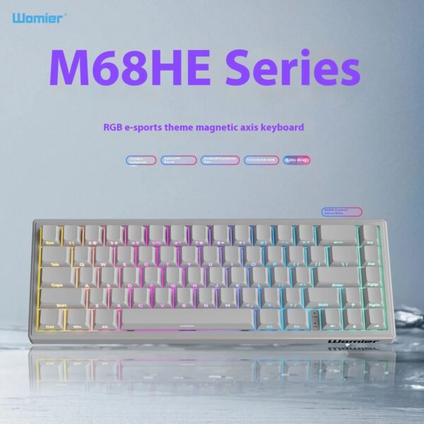 Womier M68 He Gaming Keyboard Contour Esport Driver 0.04rt Socd Wired Magnetic Swtich Keyboard Custom 0.125ms 8k Rgb Accessories - Image 8